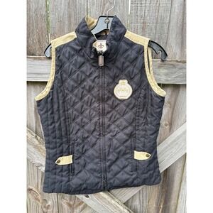 Equine Couture Parisian Vest Womens‎ Large Black Tan Quilted Equestrian Riding L